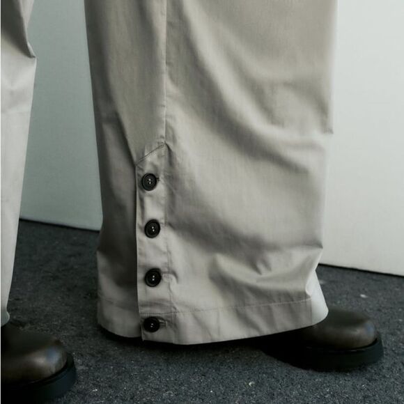 ZARA BELTED FULL-LENGTH PANTS WIDE LEG - Picture 8 of 12